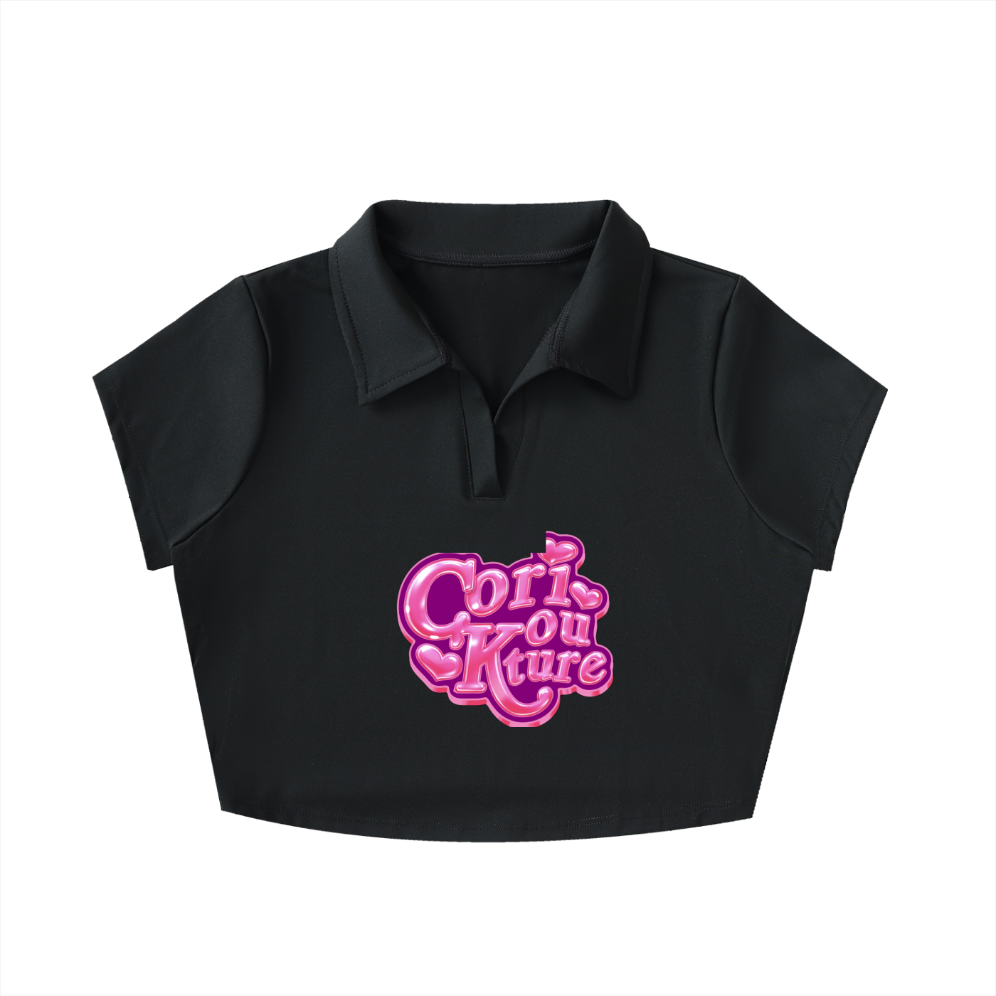 V-Neck Lapel Crop Top